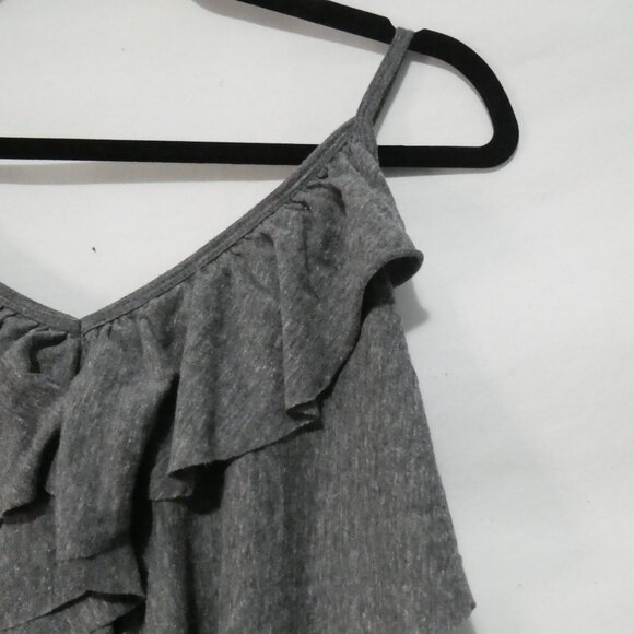 DKNY JEANS | size 14/16 W | Grey Ruffled Spaghetti Strap Top - Picture 5 of 13